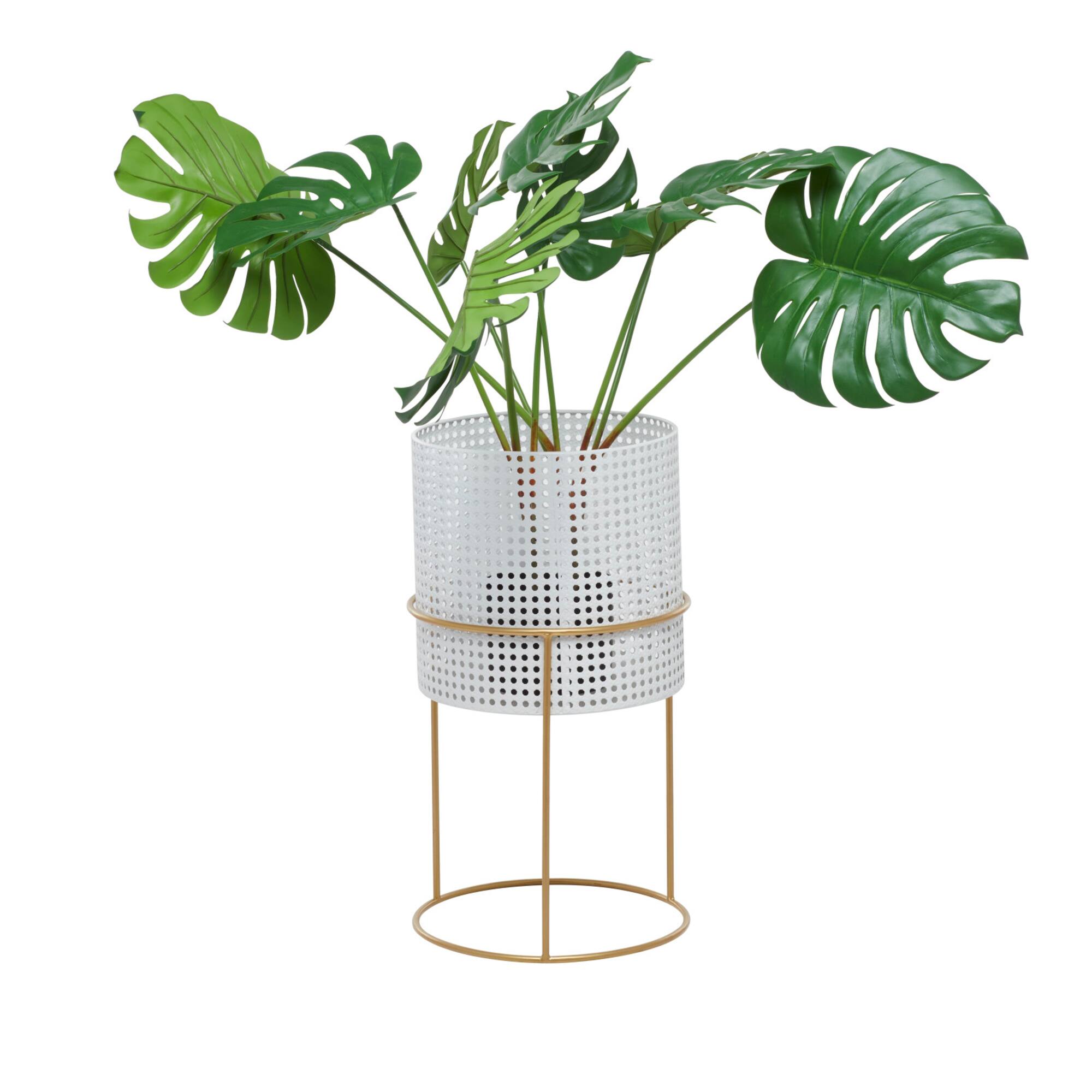 Set of 3 White Iron Contemporary Planter, 23" x 19" x 16"